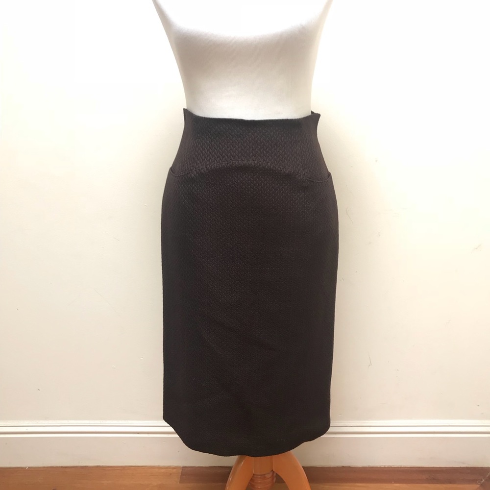 Moschino | Brown Textured Wool Silk Pencil Skirt